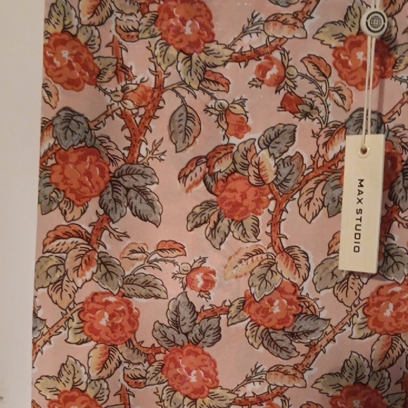 Max Studio Pink and Orange A-Line Midi Skirt - Picture 4 of 4